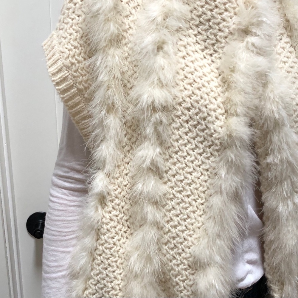 DKNY Feather Trimmed Alpaca Wool Cardigan - Picture 3 of 8